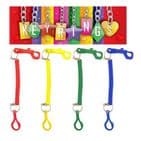 12 x Spiral Plastic Keyrings With Double Hooks - Wholesale Bulk Buy